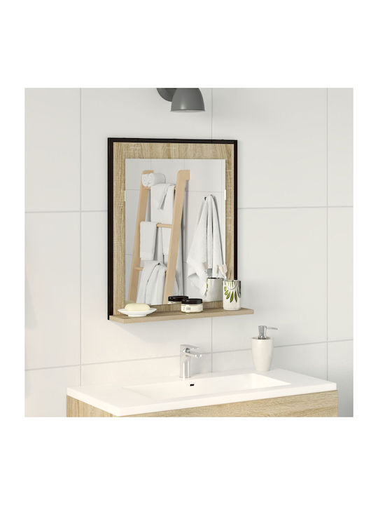 vidaXL Rectangular Bathroom Mirror with Shelf 50x12cm Brown