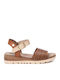 Women's Leather Ankle Strap Platforms Tabac Brown