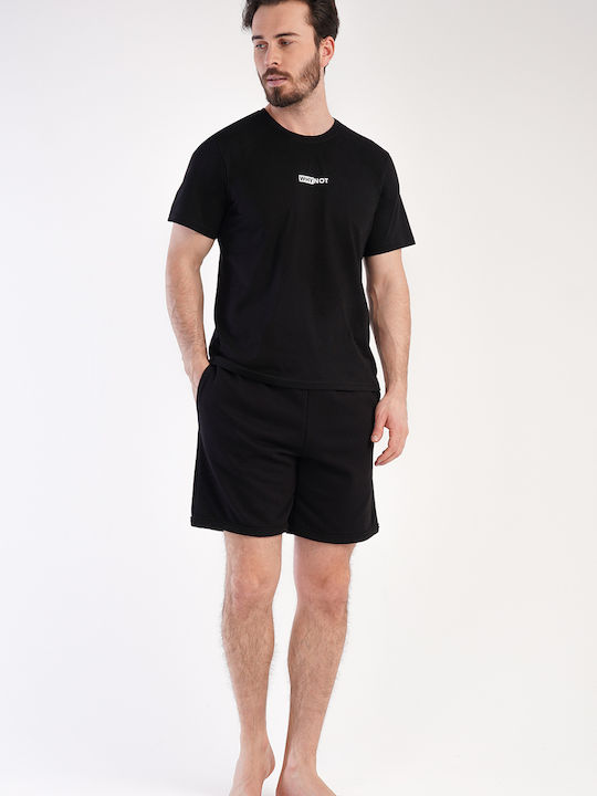 Vienetta Secret Men's Summer Pajamas Set Black