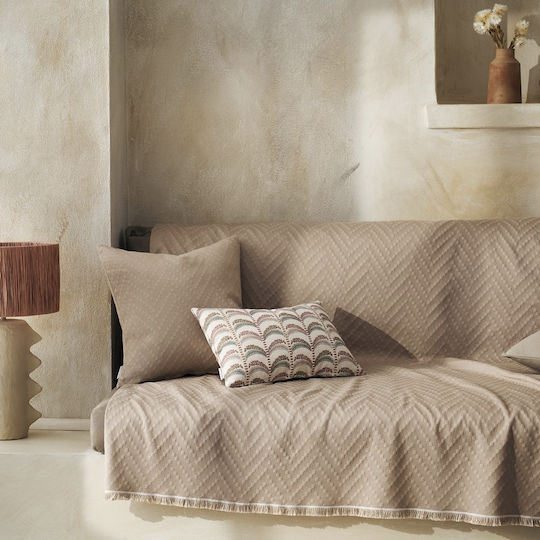 Gofis Home Throw For Four-Seater Sofa Jacquard 180x350cm 401/21 Hemp Beige