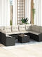 Garten- und Outdoor-Möbelsets Wohnzimmer Typsatz 10 Stück Schwarz mit Kissen