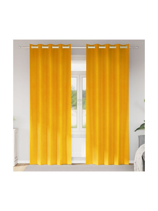 vidaXL vidaXL Set Vorhänge Verdunkelung Fenster mit Grommet Gelbe 140x245cm