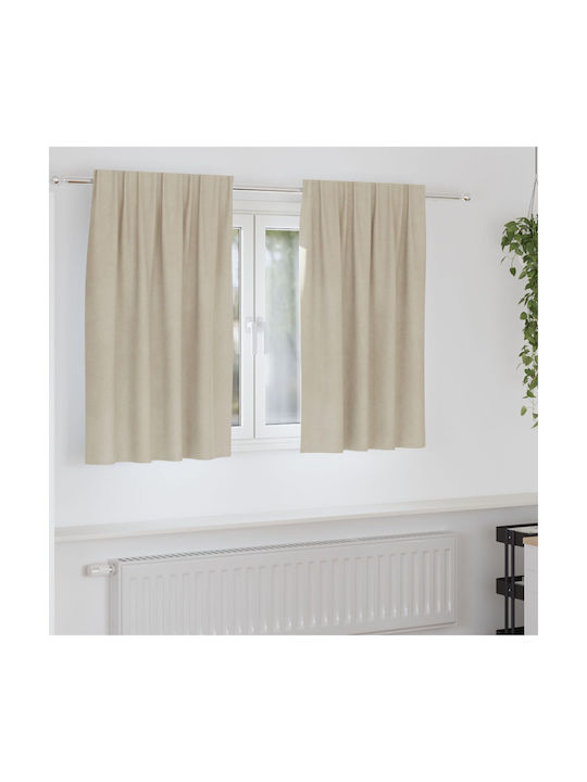 vidaXL Set Of Beige Blackout Curtains With Pencil Pleat 140x140cm