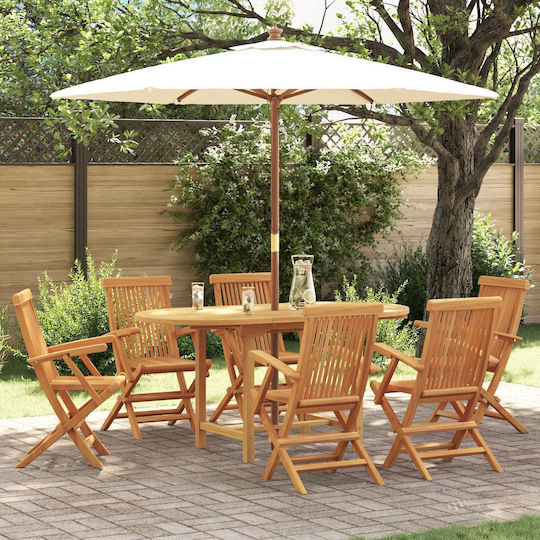 Outdoor Dining Set 7 Pieces Brown
