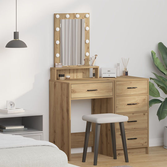 Подова Спална Тоалетка Дървена Дъб Artisan с Огледало 50x41x140см
