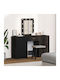 Floor-standing Makeup Dressing Table Wooden Black with Mirror 50x41x135cm