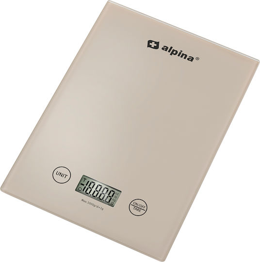 Alpina Appliances Ψηφιακή Ζυγαριά Κουζίνας έως 5kg Μπεζ