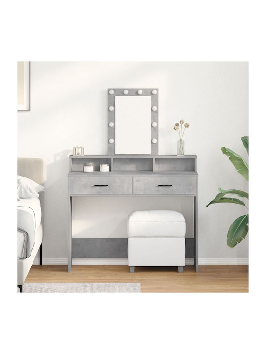 Bodenstehende Schminktisch Schlafzimmer Holz Grau Beton mit Spiegel 100x41x140cm