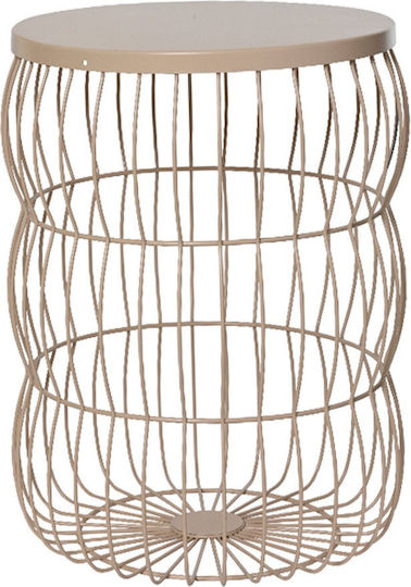 Round Side Table Metal Beige L32.2xW32.2xH42.2cm.