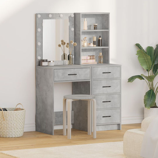 Bodenstehende Schminktisch Schlafzimmer Holz Grau mit Spiegel 50x41x135cm
