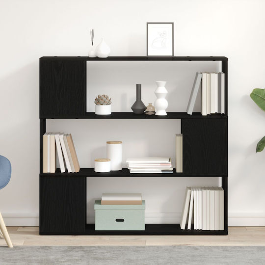 Bibliotecă Neagră Stejar 100x24x94 cm
