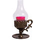Glass Vigil Oil Lamp with Metal Base Large 1 Piece Antique Gold