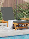 Deckchair Wooden with Cushion & Wheels Gray 200x65x84cm.