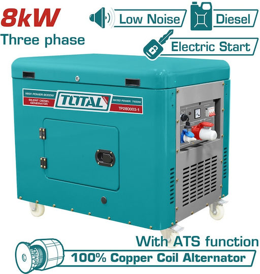 Total Leise Generators Erdöl mit Kickstart und maximaler Leistung 10kVA mit automatischem Umschalter ATS