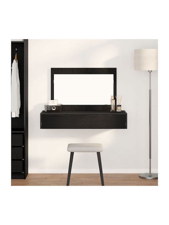 Masă de machiaj Black Oak cu Oglindă 100x40x70cm