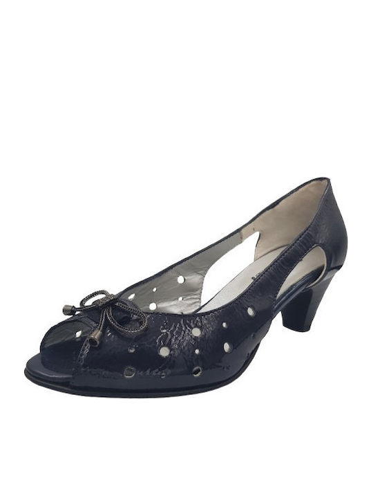 Soffice Sogno Anatomic Leather Peep Toe Blue Heels