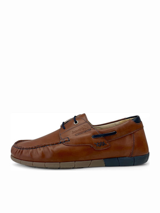 Boxer Men's Leather Boat Shoes Brown