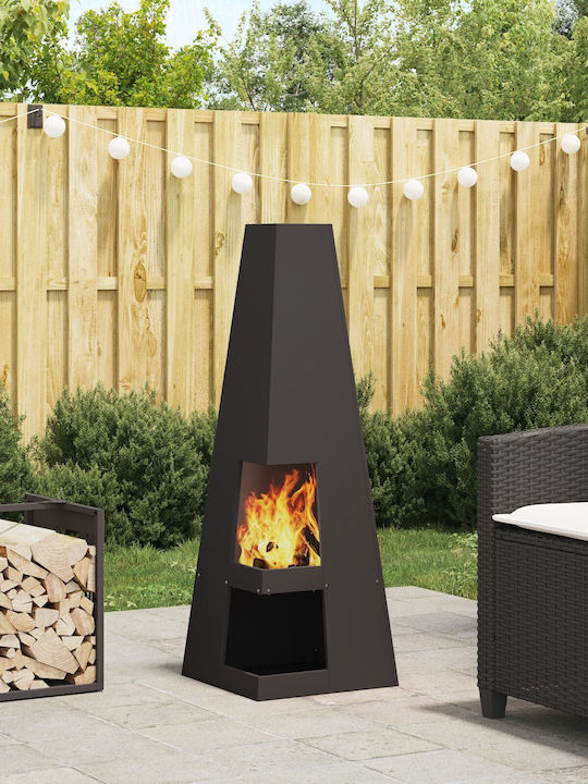 vidaXL Kamin Draußen Metallisch Schwarz 35x35x1...