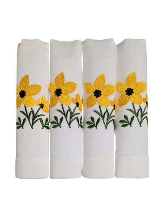 Nakas Concept Napkin Linen Set 4pcs White|Yellow 50x50cm