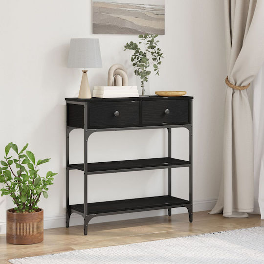 Console Table Wood & Metal Black Oak L72.5xW25xH75cm