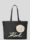 Signature Straw Women's Shoulder Bag Black
