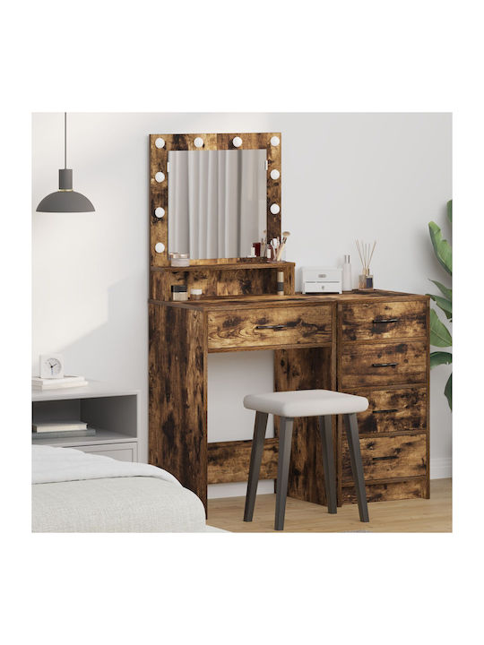 Wooden Makeup Dressing Table Smoked Oak with Mi...