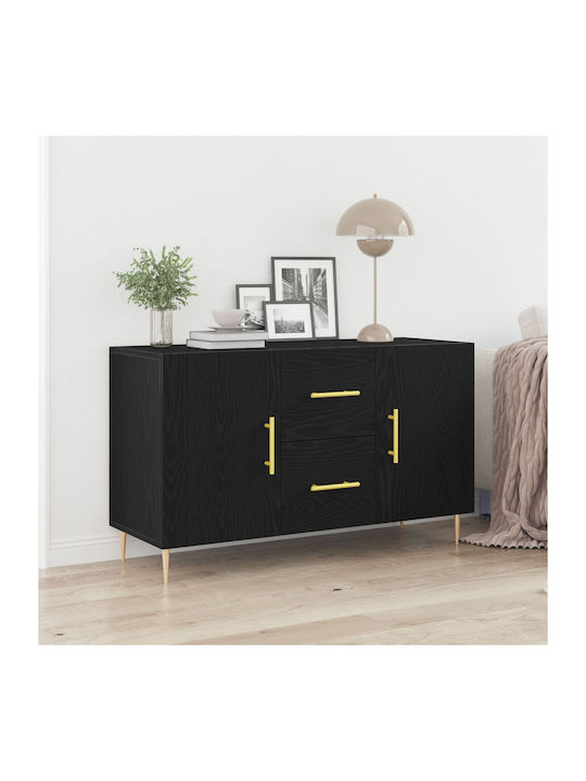 Μπουφές Ξύλινος με Συρτάρια Μαύρη 100x36x60cm
