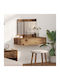 Wall-Mounted Makeup Dressing Table Wooden Brown with Mirror 83x40x70cm