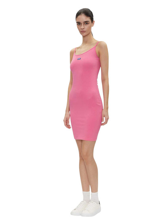 Sommer Mini Sportliches Damenkleid mit Spaghetti-Träger Rosa