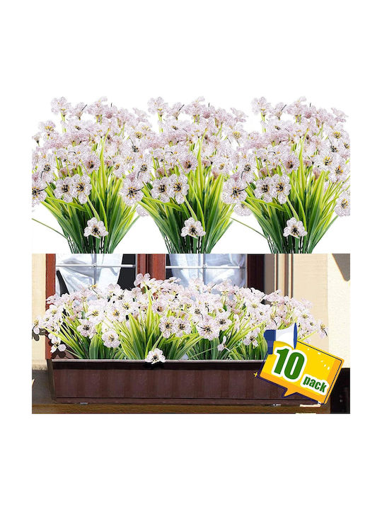 Artificial Flowers Decoration 10 Bunches White Silk
