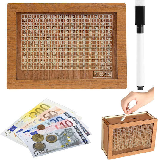 Pușculiță Retro din Lemn 4-în-1 pentru Obiective de Economisire