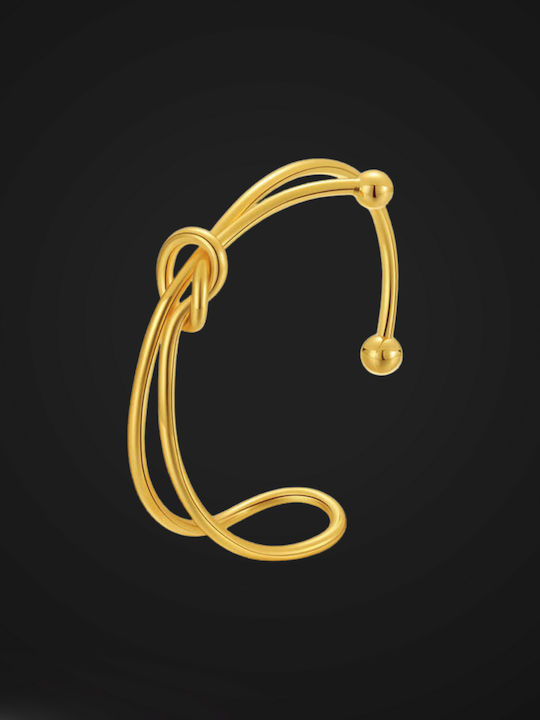 Met Women's Bracelet Handcuffs Stainless Steel Gold Plated 7cm