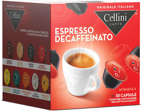 Cellini Capsule Espresso Decafeinizat Compatibile cu Mașina Dolce Gusto 30capace