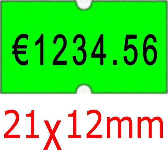 Ετικέτες Ετικετογράφου Φωσφοριζέ Πράσινο 21χ12mm 1000τεμ 10 Ρολά