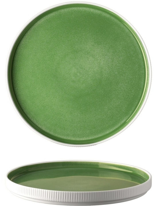 Ready Plate Shallow made of Porcelain Green with Diameter 26.6cm 6pcs