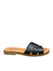 Leder Flache Sandalen für Damen Anatomisch in Schwarz Farbe