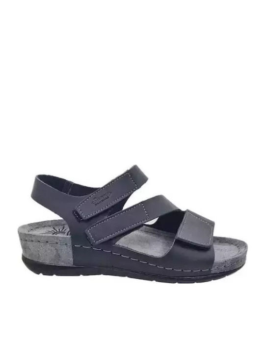 Leather Women's Flat Sandals Anatomic in Black Color