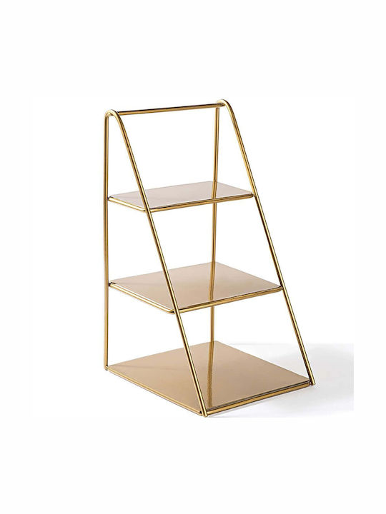 Aberto Design Μεταλλική Εταζέρα 3 Ορόφων Χρυσή Ø16xY30.5cm Π16xΜ17xΥ30.5cm