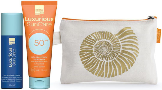 InterMed Suncare Summer Essentials Σετ με Αντηλιακό Προσώπου, Serum & Νεσεσέρ SPF50 3τμχ