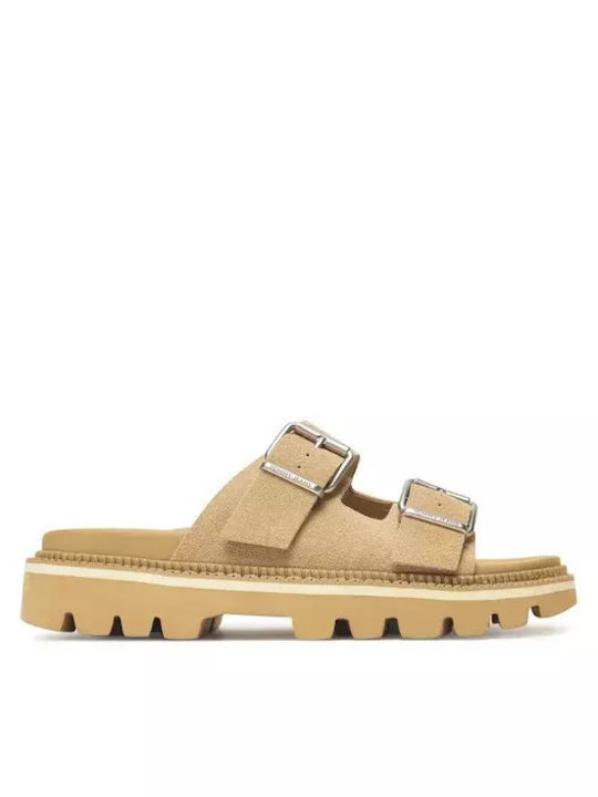Women's Flat Sandals in Beige Color