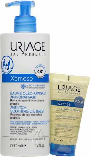 Uriage Xemose Anti-Itch Soothing Oil Balm & Cleansing Soothing Oil Skin Care Set for Facial Cleaning & Body Cleaning 2pcs