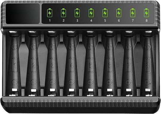 Beline USB Φορτιστής 8 Μπαταριών Μεγέθους AA/AAA