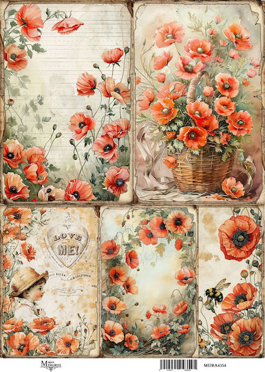 Maja's Memories Rice Paper 22.5x32cm Poppies Mdra4354
