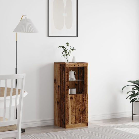Floor-standing Living Room Display Cabinet with Glass & Lighting 41x37cm