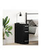 Wooden Bedside Table Black Oak 20x45.5x60cm