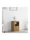 Wall Living Room Display Cabinet made of Particleboard with Glass & Lighting Artisan Oak 41x37x67cm