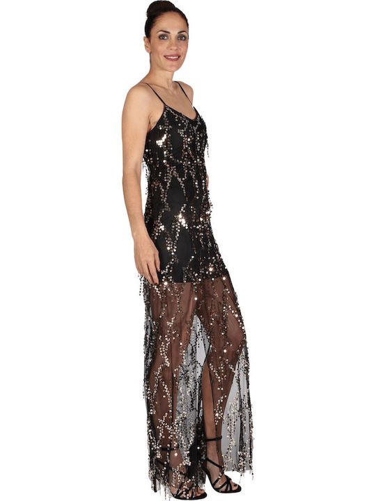 Goa Goa Evening Dress Black with Sequins