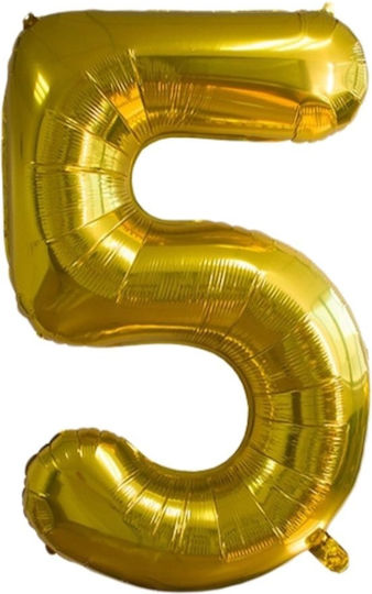 Luftballon Folie Jumbo Zahl 5 Gold 80cm