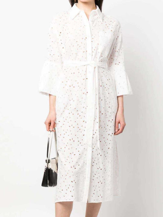 Rochie De Vară Midi Pentru Nuntă Botez Albă