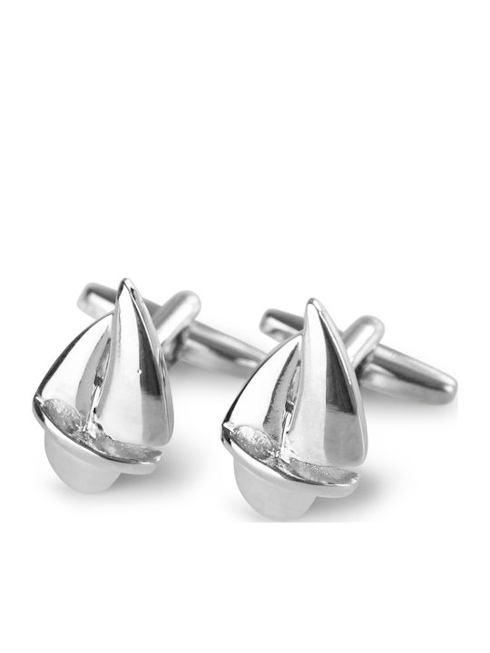 GW Sailboat Cufflinks in Silver Color